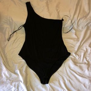Black over  the shoulder body suit